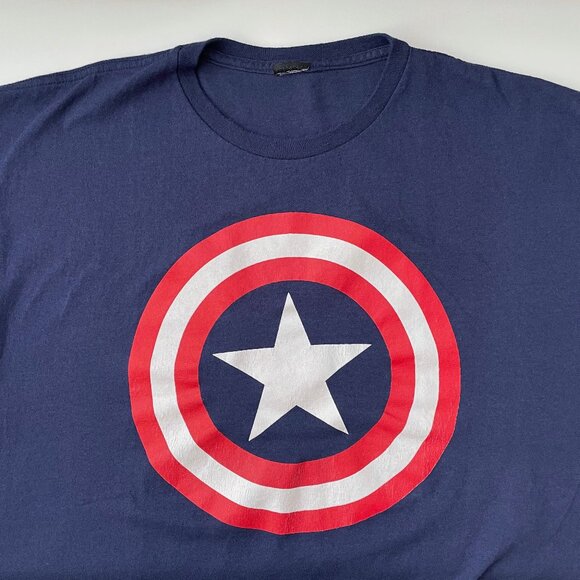 Captain America Shield Star XL 2XL Mens T Shirt No Tag Navy Blue Marvel Comics - Picture 4 of 16